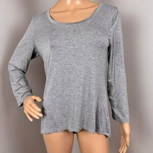 Betsey Johnson Gray  Long Sleeve Top with Pink Lace‎ Heart🩷Size S Small